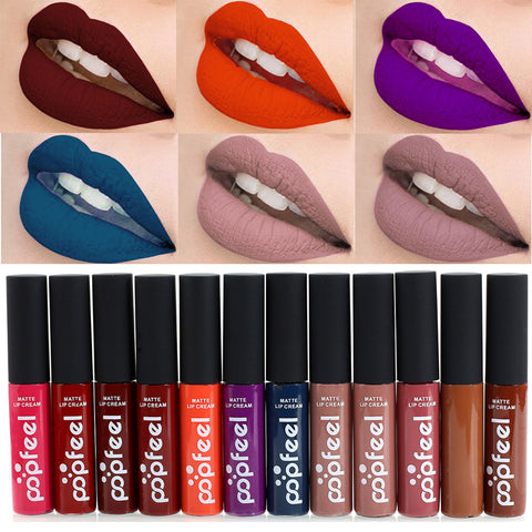 2017 Brand Makeup Waterproof batom Tint Lip Gloss Red Brown Nude Long Lasting Hot Popfeel Brand Liquid Matte Makeup Lipstick