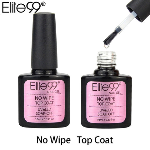 Elite99 10ml No Wipe Top Coat Manicure Soak Off UV LED Seal Top Coat Gel Lacquer Professional Long Lasting Top Nail Gel Polish