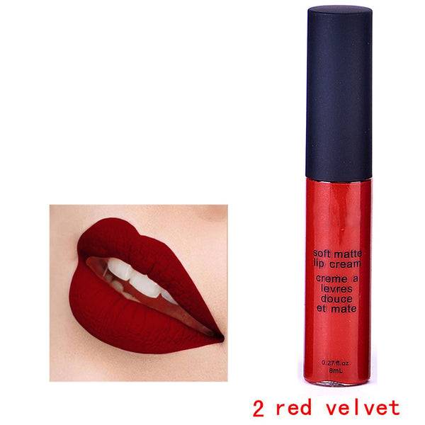 Maquiagem Brand Soft Matte Lip Cream Lip Gloss 12 Colors Red Velvet Waterproof Liquid Lipstick Lipgloss Matte Lips Makeup
