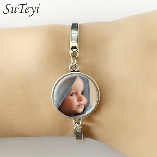 SUTEYI Personalized Custom Golden Bracelet Photo Of Your Baby Mum Of The Child Grandpa Parent Well-Beloved For The Family Gift