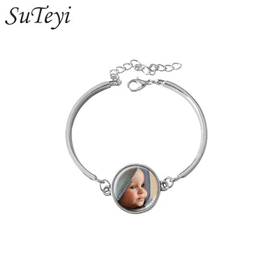 SUTEYI Personalized Custom Golden Bracelet Photo Of Your Baby Mum Of The Child Grandpa Parent Well-Beloved For The Family Gift