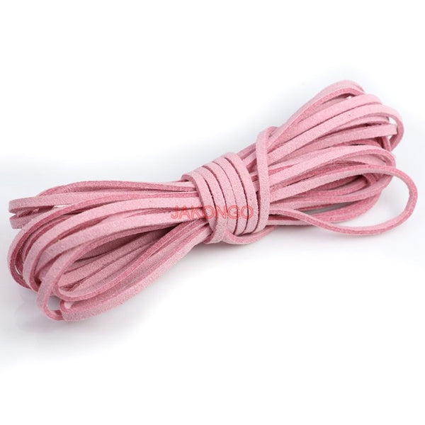 JAKONGO Flat Faux Suede Korean Velvet Leather Cord DIY Rope Thread Jewelry Making Decorative Handicrafts Accessories 3mm