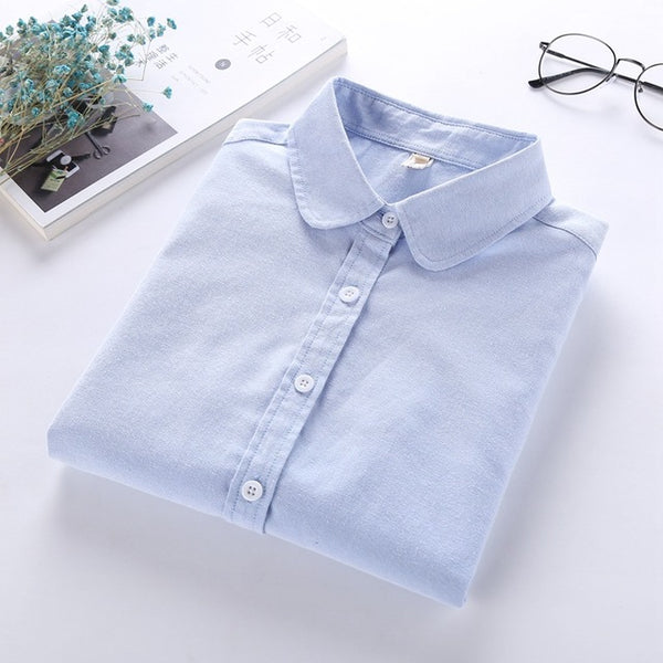 Women Blouse 2017 New Casual BRAND Long Sleeved Cotton Oxford White Shirt Woman Office Shirts Excellent Quality Blusas Lady