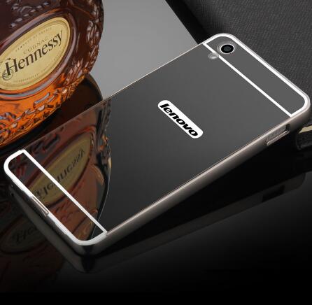 For Hoesje Lenovo S850 Case Hard Aluminum Metal Frame Bumper Acrylic Back Mirror Case For Lenovo S850 Covers