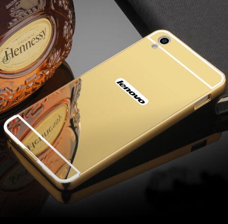 For Hoesje Lenovo S850 Case Hard Aluminum Metal Frame Bumper Acrylic Back Mirror Case For Lenovo S850 Covers