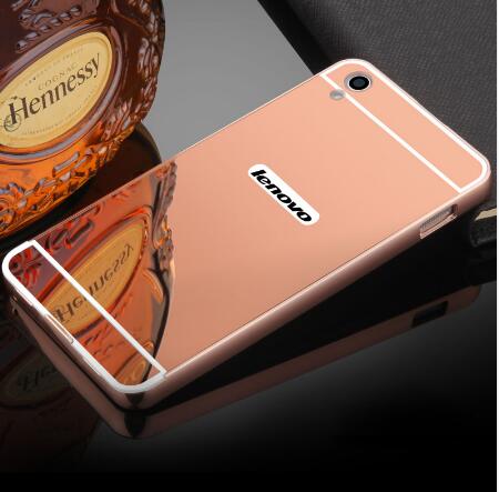 For Hoesje Lenovo S850 Case Hard Aluminum Metal Frame Bumper Acrylic Back Mirror Case For Lenovo S850 Covers