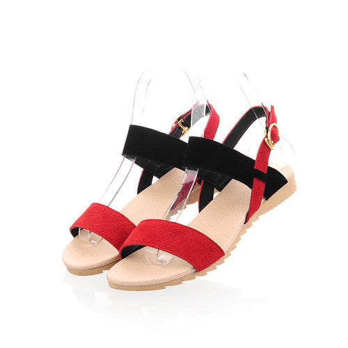 Meotina Shoes Ladies Sandals Beach Wedge Sandals Mixed Color  Women Fashion Comfort Black Shoes Red Low Heels Large size 40 43