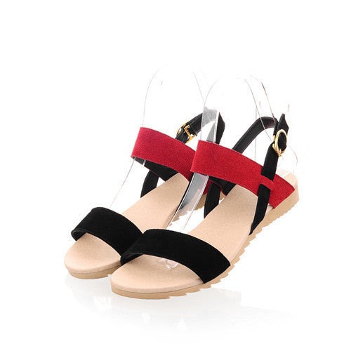 Meotina Shoes Ladies Sandals Beach Wedge Sandals Mixed Color  Women Fashion Comfort Black Shoes Red Low Heels Large size 40 43