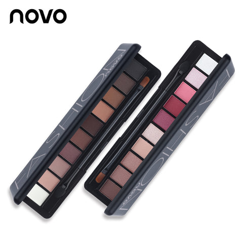 1PC NOVO Fashion Eye Makeup Eye Shadow Shimmer Matte Palette Natural Make Up Light 10 Colors Eyeshadow Cosmetics Set with Brush