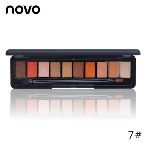 1PC NOVO Fashion Eye Makeup Eye Shadow Shimmer Matte Palette Natural Make Up Light 10 Colors Eyeshadow Cosmetics Set with Brush