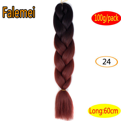 FALEMEI 100g/pack 24inch kanekalon braiding hair ombre two tone colored jumbo braids hair synthetic hair for dolls crochet hair