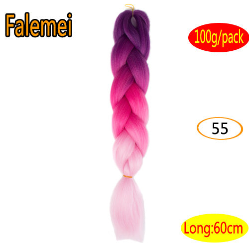 FALEMEI 100g/pack 24inch kanekalon braiding hair ombre two tone colored jumbo braids hair synthetic hair for dolls crochet hair