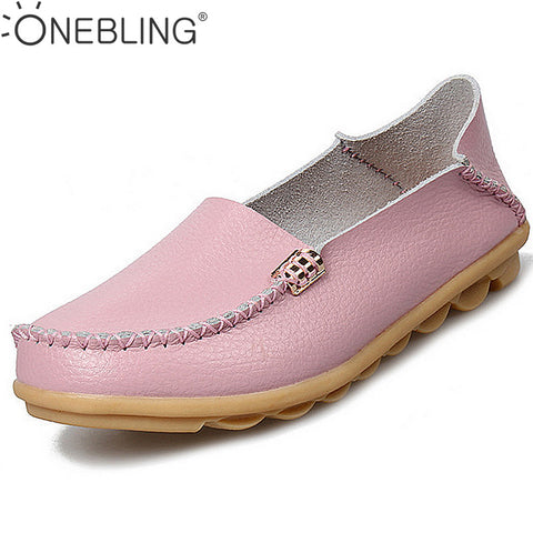 Summer Candy Colors Genuine Leather Women Casual Shoes 2017 Fashion Breathable Slip-on Peas Massage Flat Shoes Plus Size 35-44