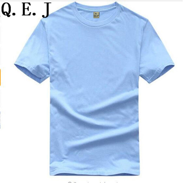 Q.E.J New Solid Color T Shirt Mens Black And White 100% Cotton T-shirts Summer Skateboard Tee Boy Hip hop Customizable Tops F18