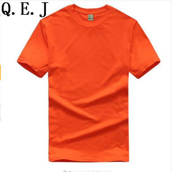 Q.E.J New Solid Color T Shirt Mens Black And White 100% Cotton T-shirts Summer Skateboard Tee Boy Hip hop Customizable Tops F18