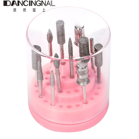 New 48 Holes Nail Drill Bit Holder Exhibition Stand Display With Acrylic Cover Pro Nail Art Container Storage Box Manicure Tool