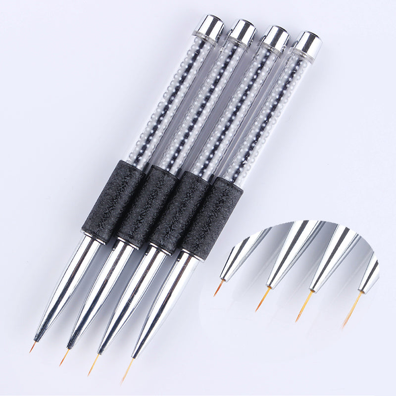 1 Pc Liner Drawing Brush Pen 5mm/7mm/9mm/11mm Black Rhinestone Handle Manicure Nail Art Tool