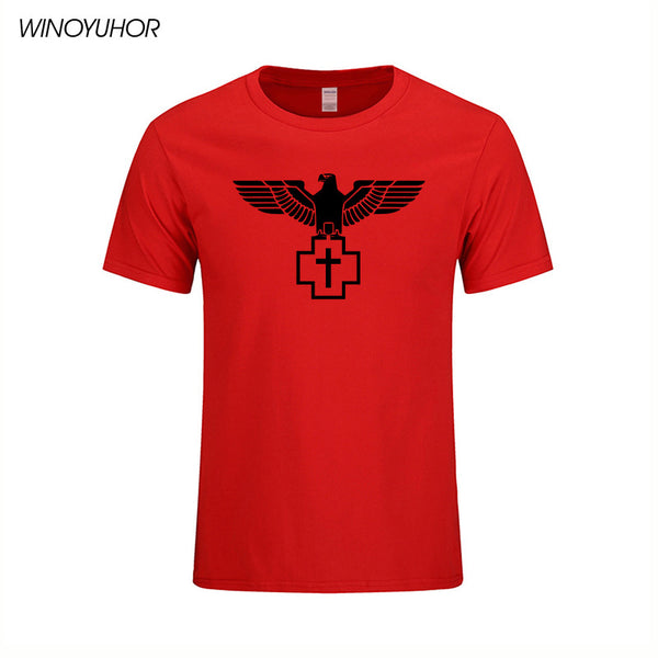 New Pure Cotton Short Brand T Shirt Men's Large Size T-shirt Slim Fit Fashion Eagle Printed Tops Tees Camisetas Masculina