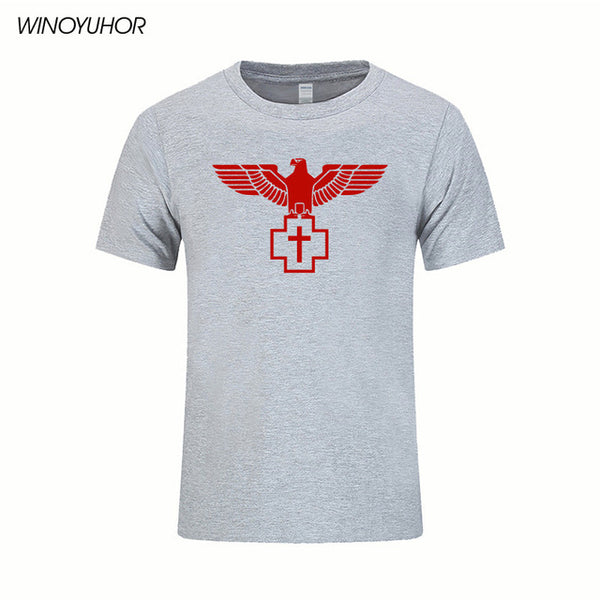 New Pure Cotton Short Brand T Shirt Men's Large Size T-shirt Slim Fit Fashion Eagle Printed Tops Tees Camisetas Masculina