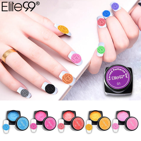 Elite99 3D Carved Patterns Gel Soak Off UV Gel DIY Nail Art Miniature Modelling Painting Polish Decoration Pick 1 From 20 Colors