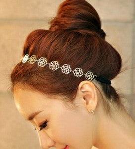 LZ Jewelry Hut H3 2016 New Arrival Gold Colors Flower Elasticity Hairbands / Hair Wear/ Headband For Women E-shine Jewelry