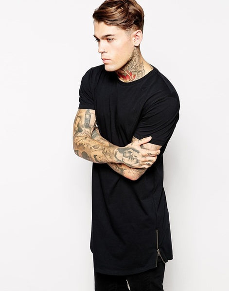 MRMT 2017 long t shirt Men Hip Hop Black t-shirt Longline Extra Long tee shirt for male Zipper Tops Over Size Streetwear tshirt