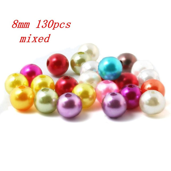 Wholesale Pick Size 4.6.8.10.12.14.16.18.20mm ABS Color White Imitation Pearls Beads Round Loose Beads Fit DIY Bracelet Making