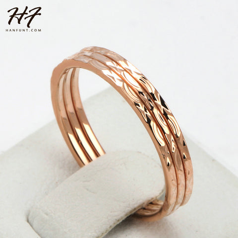 Concise Three Rounds Finger Rings Rose Gold Color Fashion Brand Ring Jewellery/Jewelry For Women Wholesale R164