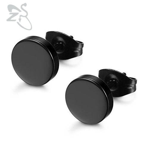 1 Pair Stainless Steel Ear Studs Earrings Black Plated Round Shaped with Butterfly Clasp Push Back Earrings Women Men Earrings
