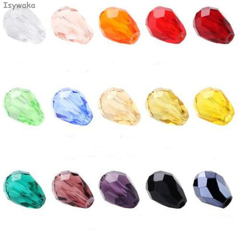 Isywaka 100pcs Teardrop Beads Austria Crystal Beads Waterdrop Beads Loose Spacer Bead for DIY Jewelry Making,3x5mm,U Pick Colors