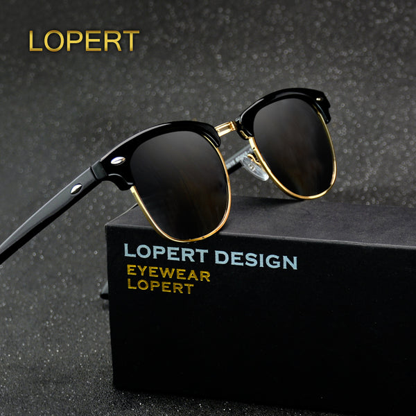 LOPERT Retro Rivet Polarized Sunglasses Men Women Sun Glasses Classic Brand Designer Unisex Glasses Fashion Male Eyewear De Sol