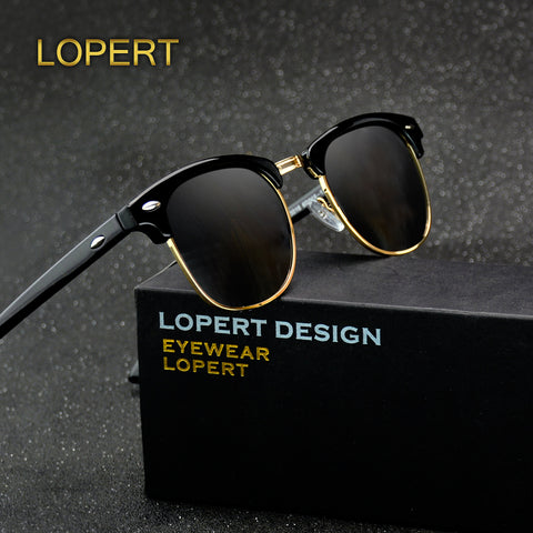 LOPERT Retro Rivet Polarized Sunglasses Men Women Sun Glasses Classic Brand Designer Unisex Glasses Fashion Male Eyewear De Sol