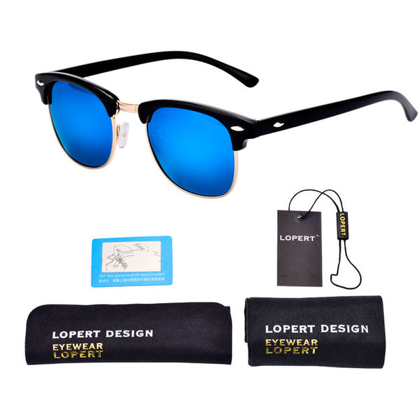 LOPERT Retro Rivet Polarized Sunglasses Men Women Sun Glasses Classic Brand Designer Unisex Glasses Fashion Male Eyewear De Sol