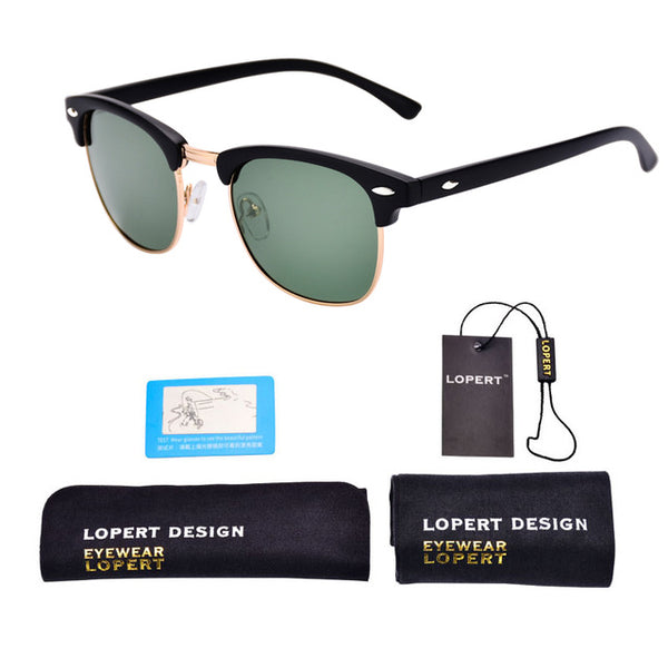 LOPERT Retro Rivet Polarized Sunglasses Men Women Sun Glasses Classic Brand Designer Unisex Glasses Fashion Male Eyewear De Sol