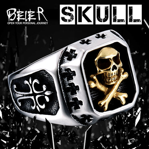 Beier 316L Stainless Steel ring  biker Ring skull Man's special copper fashion jewelry  BR8-331