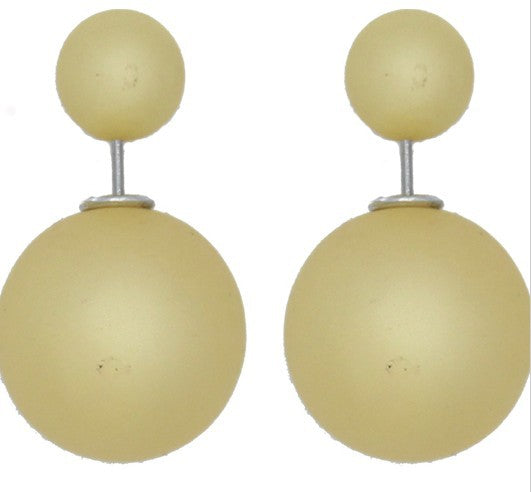 Free delivery 2017 double circuit face imitation pearl stud  lady earring face dual two-lane wear big earrings colorful