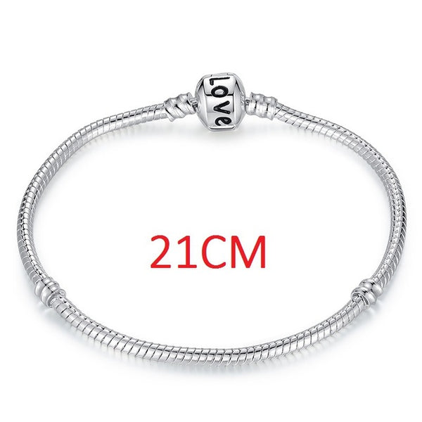 2017 Hot Silver Love Snake Chain Fit Original Bracelet Charm Bead Jewelry Gift For Men Women 16-21cm XCH1092