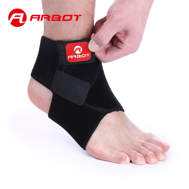 Arbot  Black Adjustable Ankle Support Pad Protection Elastic Brace Guard Support Ball Games Running Fitness