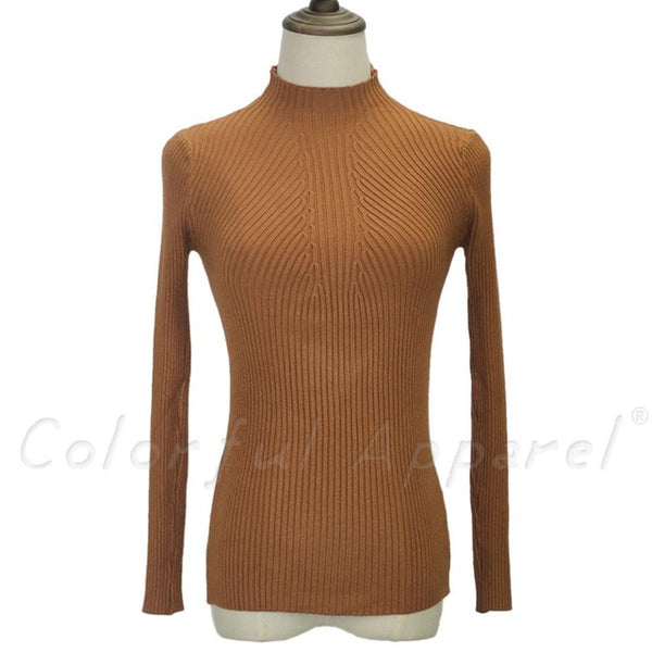 FATIKA Women Turtleneck Knitted Sweater Female Knitted Slim Pullover Ladies all-match Basic Thin Long Sleeve Shirt Clothing