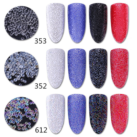 1 Box Clear White Caviar Mini Glitter Beads Colorful Nail Art Beads UV Gel Manicure Shining Rhinestone 3D Tip Decoration