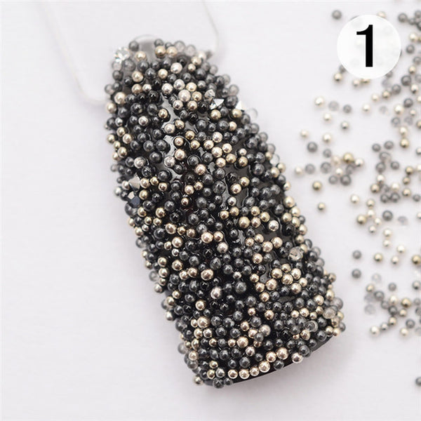 1 Box Clear White Caviar Mini Glitter Beads Colorful Nail Art Beads UV Gel Manicure Shining Rhinestone 3D Tip Decoration