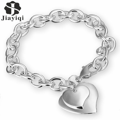 2017 New Silver color Jewelry Heart Shape Bracelets for Women Fashion Friendship Bracelets