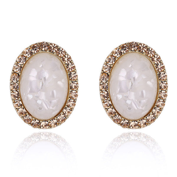 New Fashion Boutique Oval High Quality Crystal Stud Earrings For Women Round Rhinestone FREE SHIPPING XY-E550