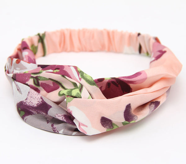 Hair Accesorries Headbands for Women Head band Girl Hairbands Floral Print Silk Satin fabric Hair Band Elastic Cross Turban