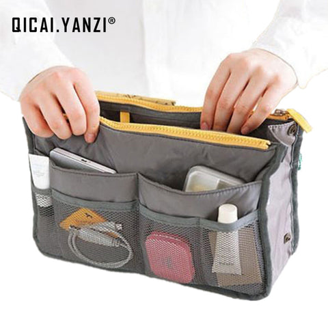 2017 Women Makeup Organizer Bag Handbag Purse Large liner Travel Insert Lady Casual Cosmetic Bag Travelling Bag Multifunction