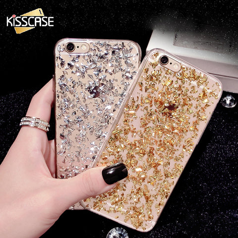 KISSCASE Bling Case For iPhone 5S 6 6S For iPhone 7 Plus Soft TPU Phone Case For iPhone 6 6s Plus SE Transparent Cover For Girl