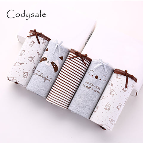 Codysale 5Pcs/lot Cute Women's Cotton Panties Bow Briefs Lovely Girls Triangle Underwear Wholesale Lingerie Intimates Underpants