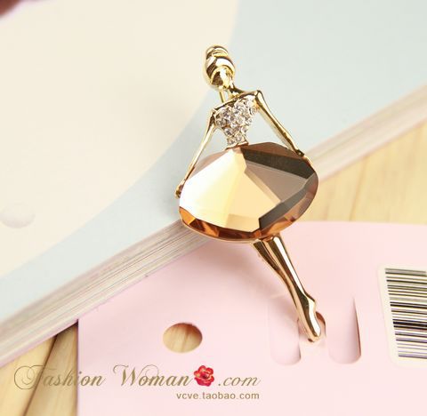 MissCyCy 2016 New Arrival Jewelry Crystal Ballet Girl Rhinestone Brooches For Women