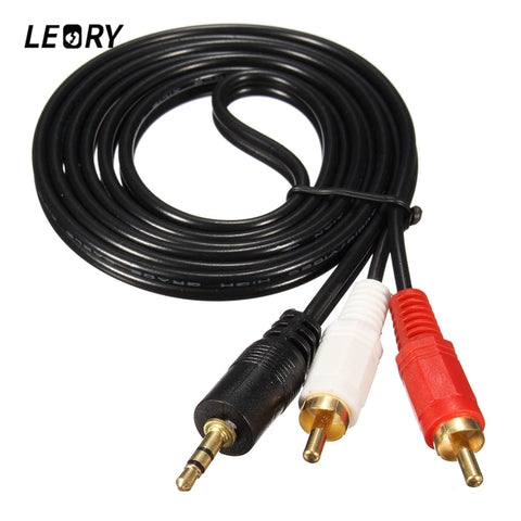LEORY 3.5mm Jack To 2 RCA Audio Cables 1.5M/3M/5M 3.5 Male To RCA Male Gold Plated Coaxial Aux Cable For Laptop TV DVD Amplifier