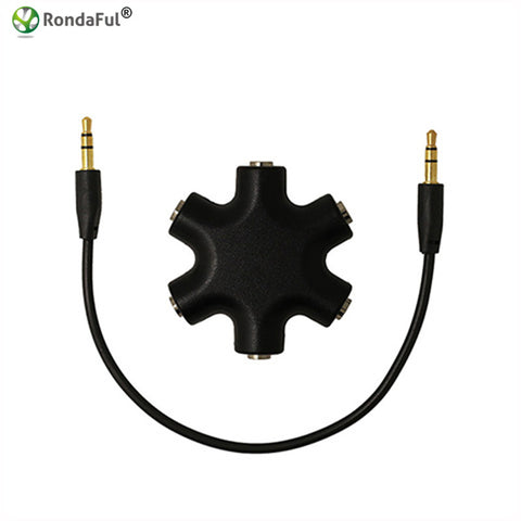 Quality 3.5mm Earphone Audio Splitter 1 Male to 1 2 3 4 5 Female Cable 5 Way Port Aux Music Sound Output Cables 28cm